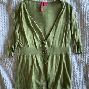 CHARLOTTE Green Jeweled Cardigan